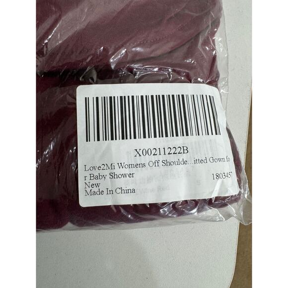 NWT Women's Off Shoulder Maroon Hi-Low Maternity Dress Empire Gown Small - Picture 7 of 12